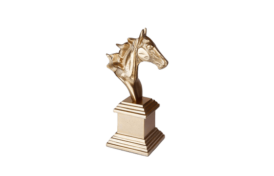 Horse Head Decorative Object with Gold Column