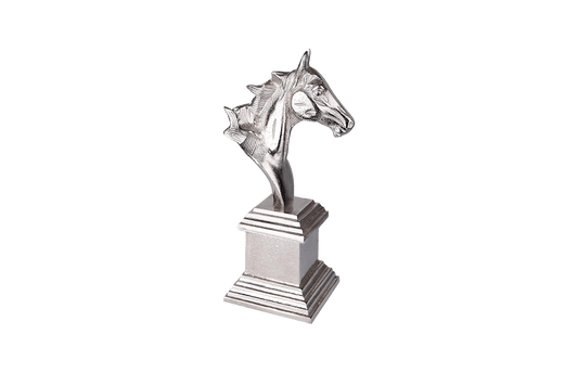 Horse Head Decorative Object with Silver Column