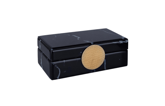 Black Jewelry Box with Gold Metal Detail