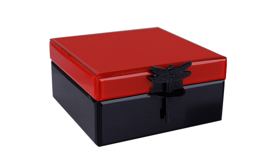 Black Red Jewelry Box with Dragonfly Clasp