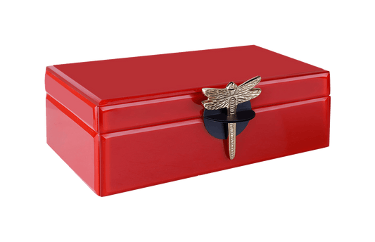 Red Jewelry Box with Dragonfly Clasp