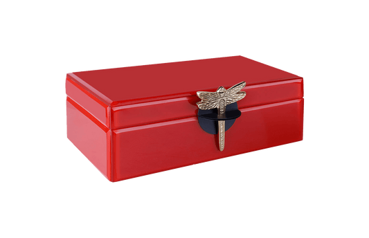 Red Jewelry Box with Dragonfly Clasp