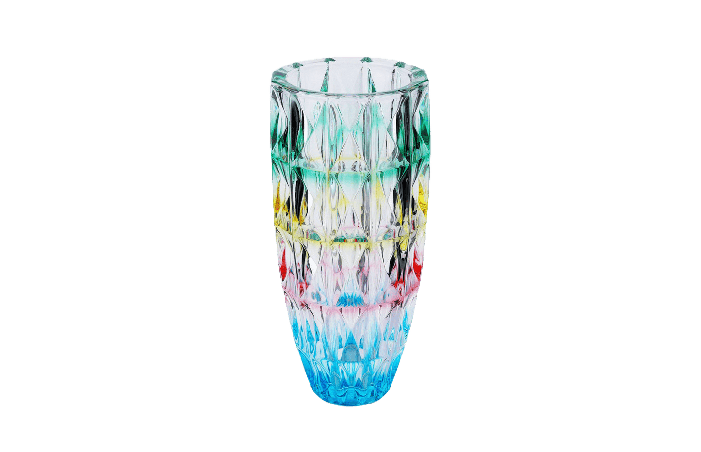Çok Renkli Degrade Kesme Kristal Büyük Cam Vazo