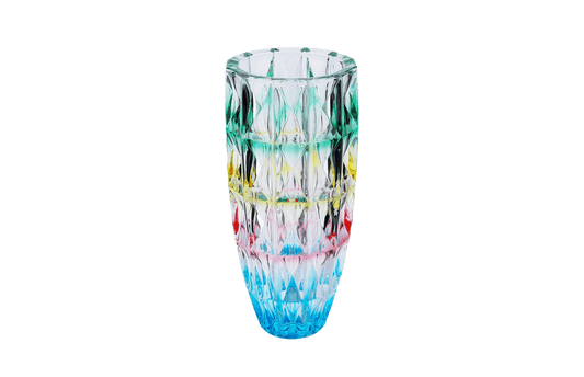Multi Color Gradient Cut Crystal Large Glass Vase
