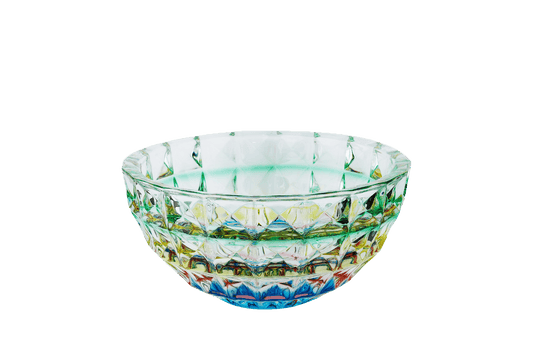 Multi Color Large Cut Crystal Glass Bowl