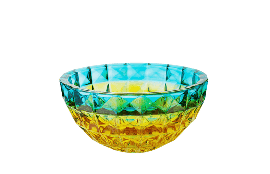 Blue Yellow Large Gradient Crystal Glass Bowl